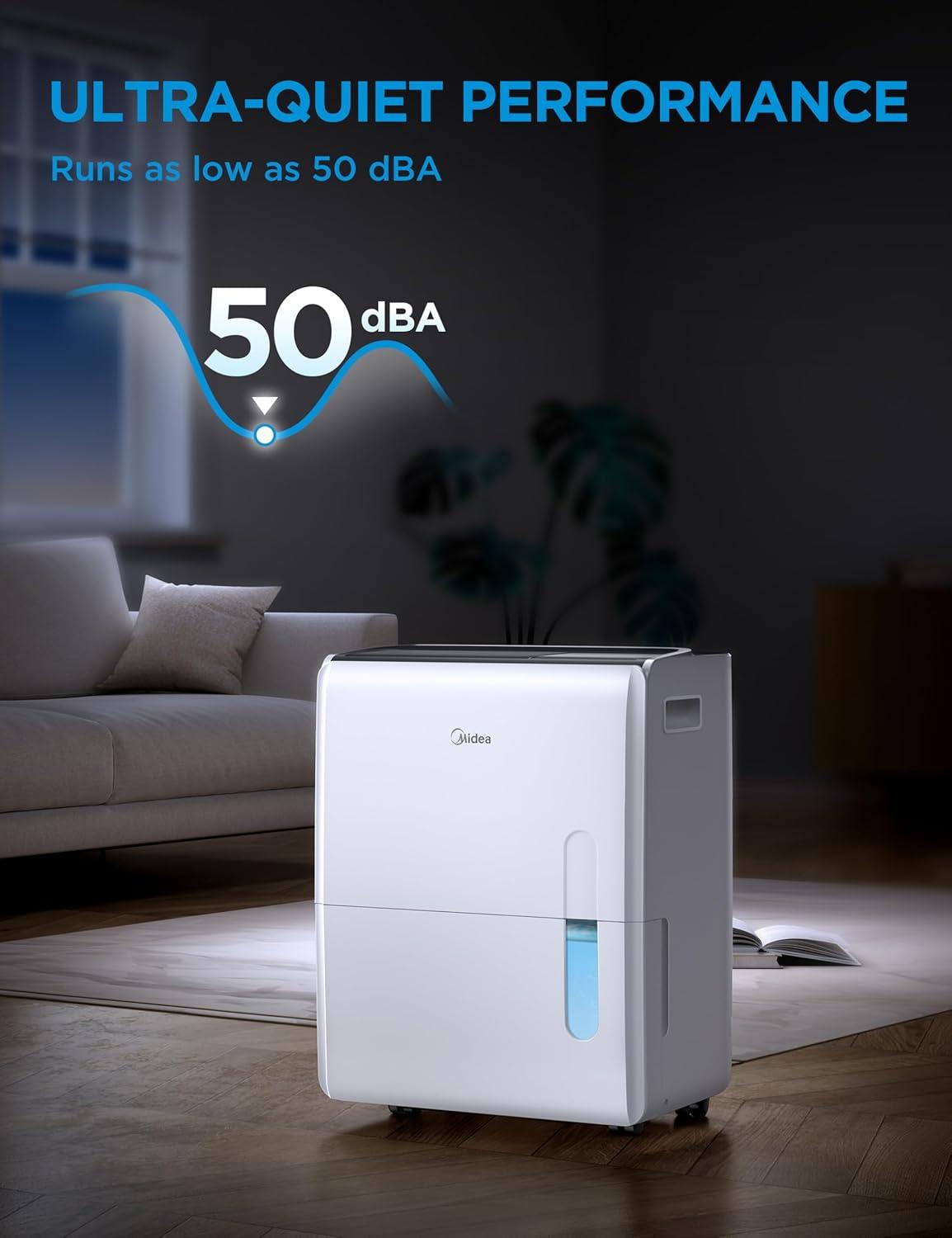 imageMidea 4500 Sq FtDehumidifier for Basement Energy Star Certified With Reusable Air Filter 50 Pint  Ideal For Basements Large ampamp Medium Sized Rooms And Bathrooms White5 500 Sq Ft with Pump  WiFi