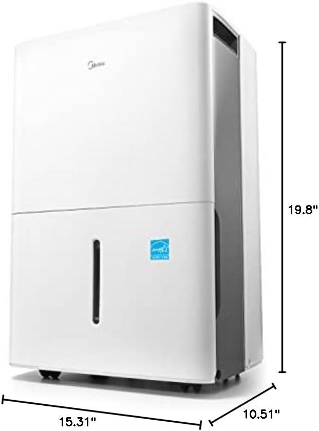 imageMidea 4500 Sq FtDehumidifier for Basement Energy Star Certified With Reusable Air Filter 50 Pint  Ideal For Basements Large ampamp Medium Sized Rooms And Bathrooms White1 500 Sq Ft  WiFi