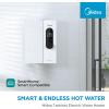 imageMidea 18KW Electric Tankless Water Heater Touch Control WiFi Control LED Display Child Mode 240 Volts with Automatic Power Modulation Ondemand Hot Water White18KW