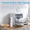 imageMidea MDC17P4CWW Portable Countertop Mini 132Gal Builtin Water Tank Baby Care No Hookup Needed 360 Dual SprayHighTemp wash Dishwasher for Apartmentsampamp RVs White WholeAuto Door Open