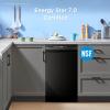 imageMidea MDF18A1AST Builtin Dishwasher with 8 Place Settings 6 Washing Programs Stainless Steel Tub Heated Dry Energy StarBlack