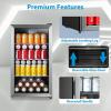 imageMidea MERV115T3AST 115 Cans Beverage Refrigerator with Adjustable Temperature Removable Glass Shelf LED Light Silver115 Cans