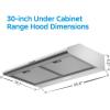 imageMidea MVU30W4AST 30 inch Under Cabinet DuctedDuctless Convertible Slim Vent Durable Stainless Steel Kitchen Reusable Filter 3 Speed Exhaust Fan and 2 LED Lights Range Hood 100 CFMUnder Cabinet Vent