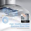 imageMidea MVU30W4AST 30 inch Under Cabinet DuctedDuctless Convertible Slim Vent Durable Stainless Steel Kitchen Reusable Filter 3 Speed Exhaust Fan and 2 LED Lights Range Hood 100 CFMCurved Glass Hood