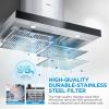 imageMidea MVU30W4AST 30 inch Under Cabinet DuctedDuctless Convertible Slim Vent Durable Stainless Steel Kitchen Reusable Filter 3 Speed Exhaust Fan and 2 LED Lights Range Hood 100 CFMT Shape Stove Hood