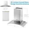imageMidea MVU30W4AST 30 inch Under Cabinet DuctedDuctless Convertible Slim Vent Durable Stainless Steel Kitchen Reusable Filter 3 Speed Exhaust Fan and 2 LED Lights Range Hood 100 CFMCurved Glass Hood