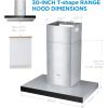 imageMidea MVU30W4AST 30 inch Under Cabinet DuctedDuctless Convertible Slim Vent Durable Stainless Steel Kitchen Reusable Filter 3 Speed Exhaust Fan and 2 LED Lights Range Hood 100 CFMT Shape Stove Hood