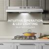 imageMidea MVU30W4AST 30 inch Under Cabinet DuctedDuctless Convertible Slim Vent Durable Stainless Steel Kitchen Reusable Filter 3 Speed Exhaust Fan and 2 LED Lights Range Hood 100 CFMUnder Cabinet Vent