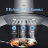 imageMidea MVU30W4AST 30 inch Under Cabinet DuctedDuctless Convertible Slim Vent Durable Stainless Steel Kitchen Reusable Filter 3 Speed Exhaust Fan and 2 LED Lights Range Hood 100 CFMCurved Glass Hood
