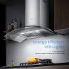 imageMidea MVU30W4AST 30 inch Under Cabinet DuctedDuctless Convertible Slim Vent Durable Stainless Steel Kitchen Reusable Filter 3 Speed Exhaust Fan and 2 LED Lights Range Hood 100 CFMCurved Glass Hood