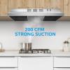 imageMidea MVU30W4AST 30 inch Under Cabinet DuctedDuctless Convertible Slim Vent Durable Stainless Steel Kitchen Reusable Filter 3 Speed Exhaust Fan and 2 LED Lights Range Hood 100 CFMUnder Cabinet Vent