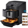 imageMidea Dual Basket Air Fryer Oven 11 Quart 8 in 1 Functions Clear Window Smart Sync Finish Works with Alexa WiFi Connectivity 50 App Recipes for family meals Bake Roast Grill Broil Toast