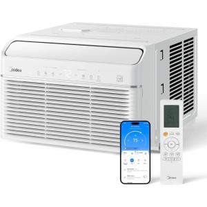 imageMidea 12000 BTU Smart Inverter Air Conditioner Window Unit with Heat and Dehumidifier  Cools up to 550 Sq Ft Energy Star Rated Quiet Operation Electronic Controls Remote Control White12 000 BTU with Heat