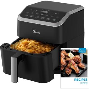 imageMidea Air Fryer 55QT Heatexpress Rapid Air Technology 9 Preset Menus Quick and Easy Meals 1 Minute Button and Favorite Function 90 less oil Easy to Clean Varied RecipesBlack
