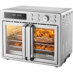 imageMidea Flexify French Door Toaster Oven Air Fryer Combo 264 QT Extra Large Air Fryer Countertop Oven 10in1 Combo 25 Faster Cooking and 90 Less Oil Stainless Steel