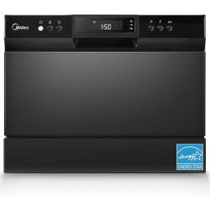 imageMidea MDC22P1ABB Tabletop Countertop Energy Star Portable Dishwasher 6 Place Settings ampamp 8 Washing Programs Speed BabyCare ECOampamp Glass Dish Washer for Dorm RVampamp Apartment BlackBlack
