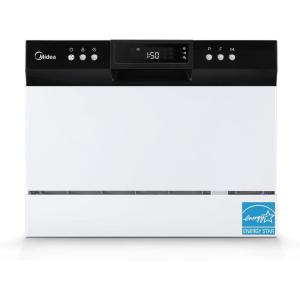 imageMidea MDC22P1AWW Energy Star Portable Dishwasher 6 Place Settings ampamp 8 Washing Programs Speed BabyCare ECOampamp Glass Dish Washer for Dorm RVampamp Apartment White