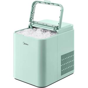 imageMidea MERI26B1AGY Ice Maker Countertop 26lbs Portable Ice Maker 8 Cubes Ready in 6 Mins SelfCleaning with Ice Basket and Scoop 2 Sizes of Bullet Ice for Home Camping Office PartyGreen