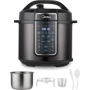 imageMidea WideMax 12in1 Electric Pressure Cooker 65 Quart 12 Presets MultiFunctional Programmable Slow Cooker Rice Cooker Steamer Saut Pan Cake Yogurt Warmer and MoreBlack