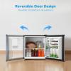 imageMidea MERM17B0ABB 17 Cu Ft Mini Fridge Compact Refrigerator with Adjustable Thermostat Reversible Door Low Noise Energy Efficient Ideal for Dorm Office Bedroom BlackSteel Gray